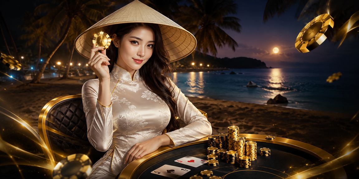 Baccarat Con Đảo với người mẫu diện áo dài truyền thống